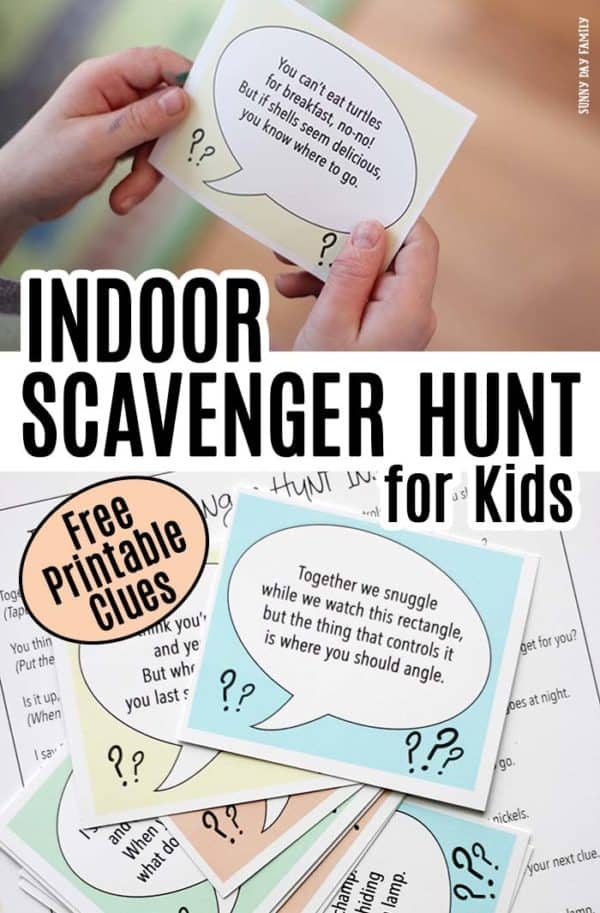 Indoor Scavenger Hunt For Kids With FREE Printable Clues