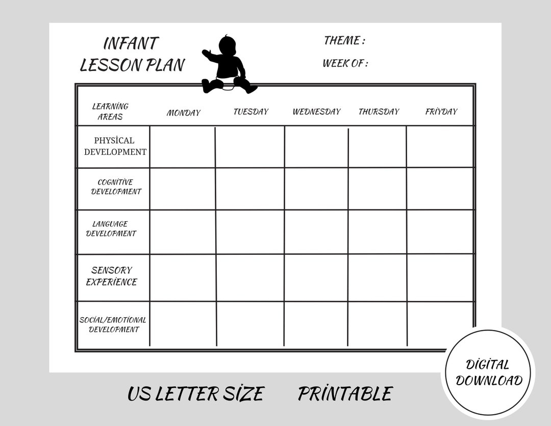 Infant Weekly Lesson Plan black White Construction Printable Infant 