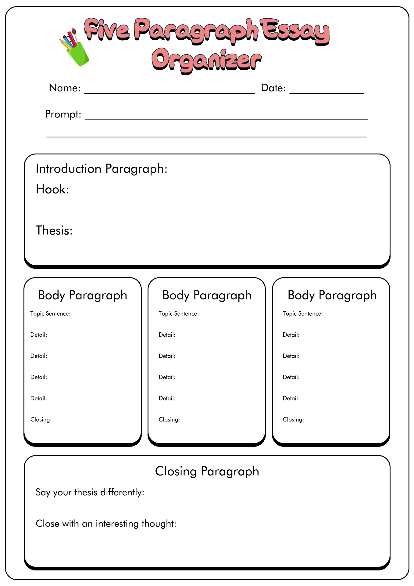 Informative Essay Outline 4th Grade