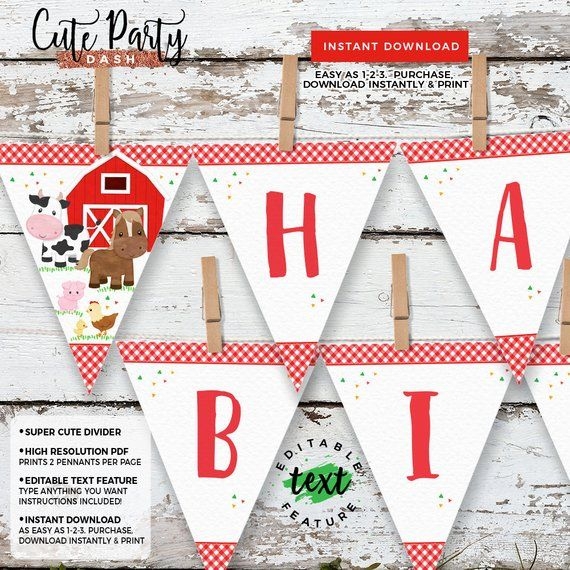Barnyard Birthday Banner Free Printable