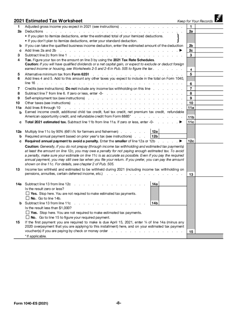 Printable 2025 Form 1040-Es Payment Voucher