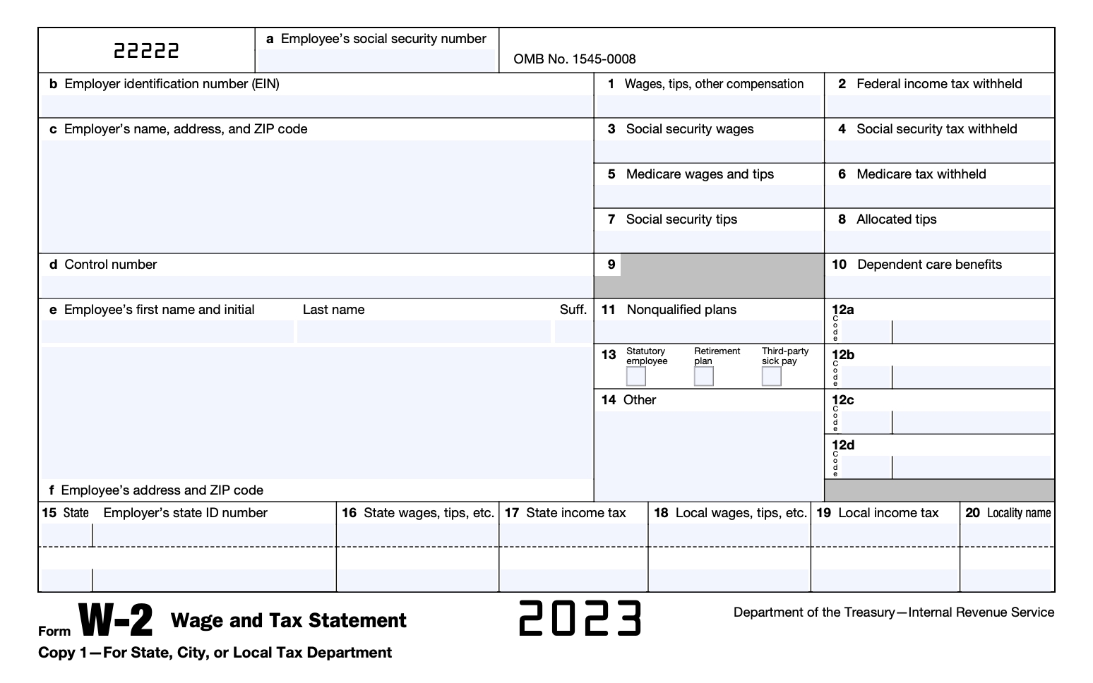 Irs W2 Form 2025 Taj R Pepper