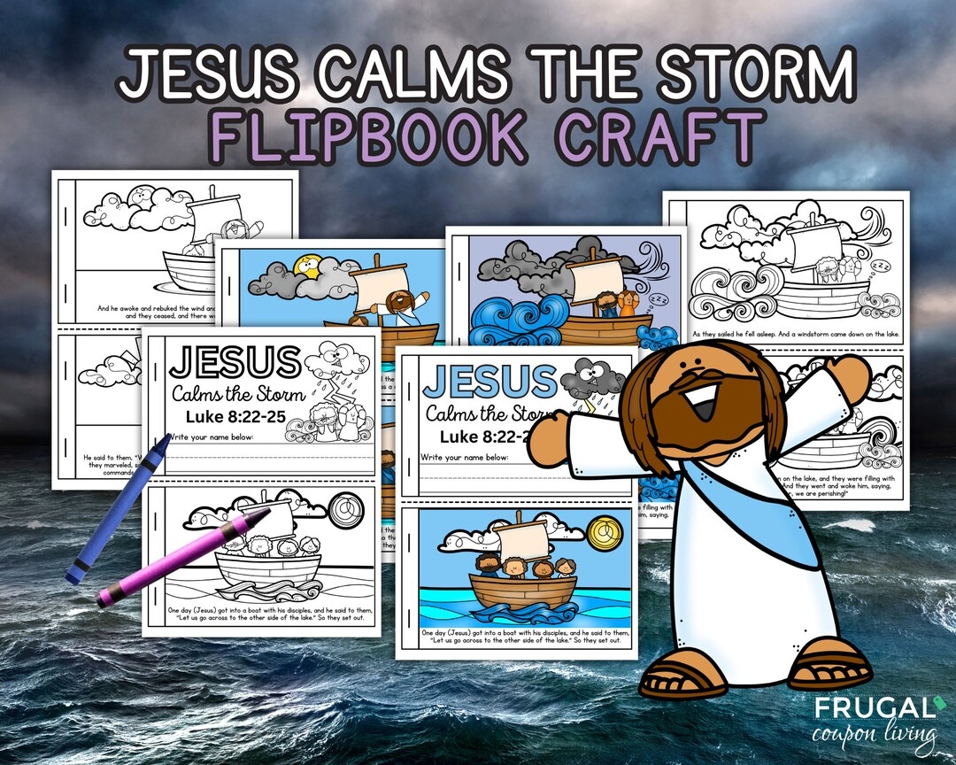 Jesus Calms The Storm Craft Flipbook Template New Testament Miracle 