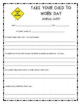 Take Your Child To Work Day Printables