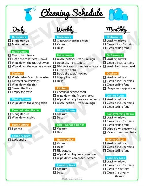 Keep Your Home Clean With A Printable Cleaning Schedule This Printable 