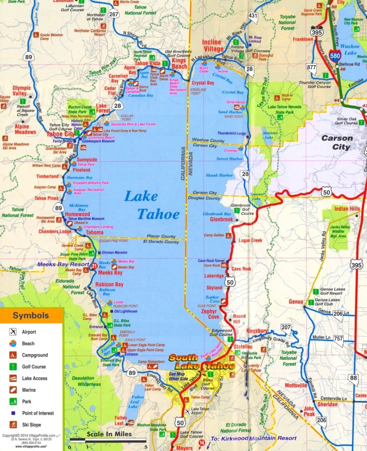 Printable Map Of Lake Tahoe