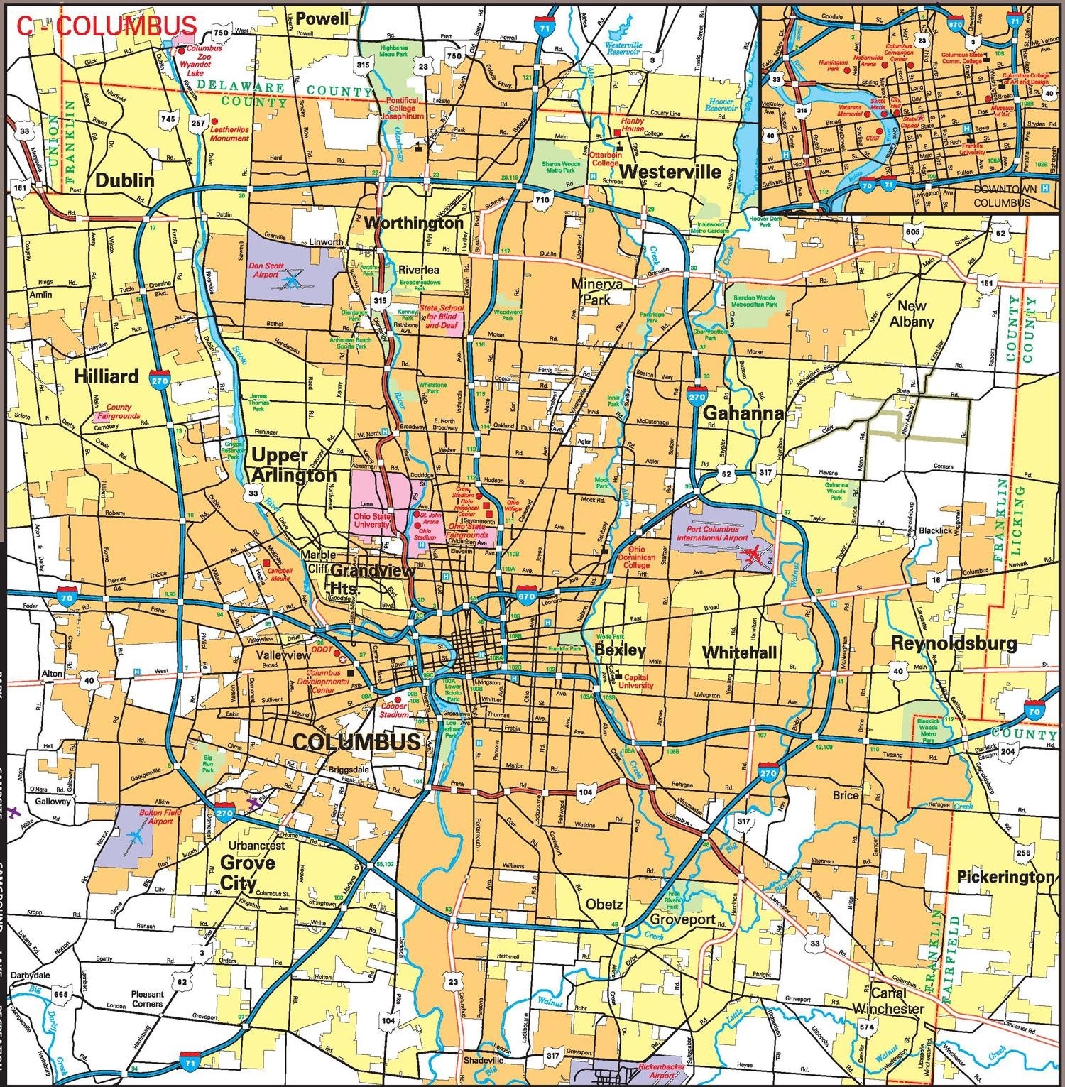 Large Columbus Maps For Free Download And Print High Resolution And 