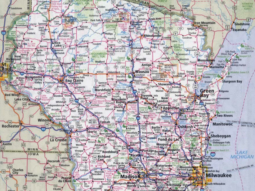 Large Detailed Roads And Highways Map Of Wisconsin State With All