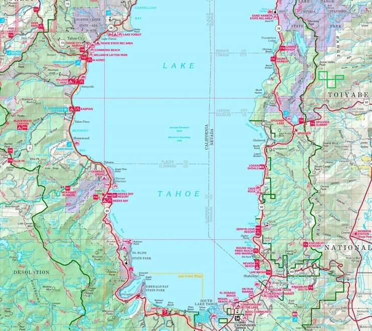 Large Detailed Tourist Map Of Lake Tahoe Ontheworldmap