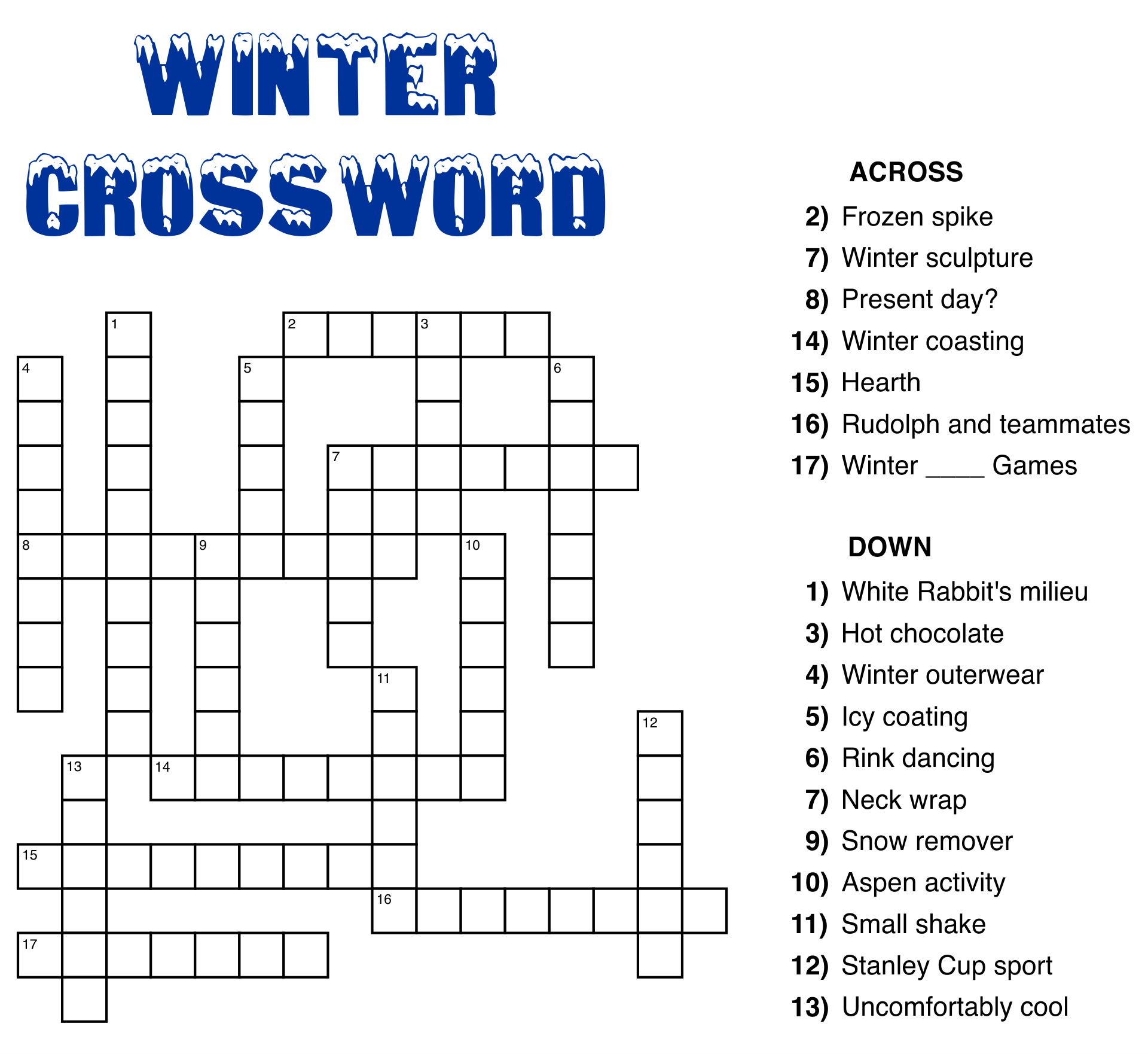 Free Easy Crossword Puzzles Printable