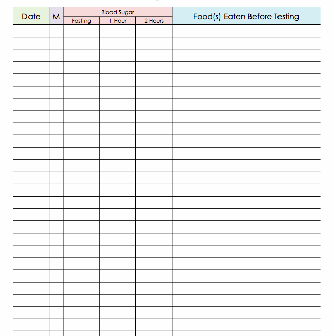 Large Print Monthly Free Printable Blood Sugar Log Sheet