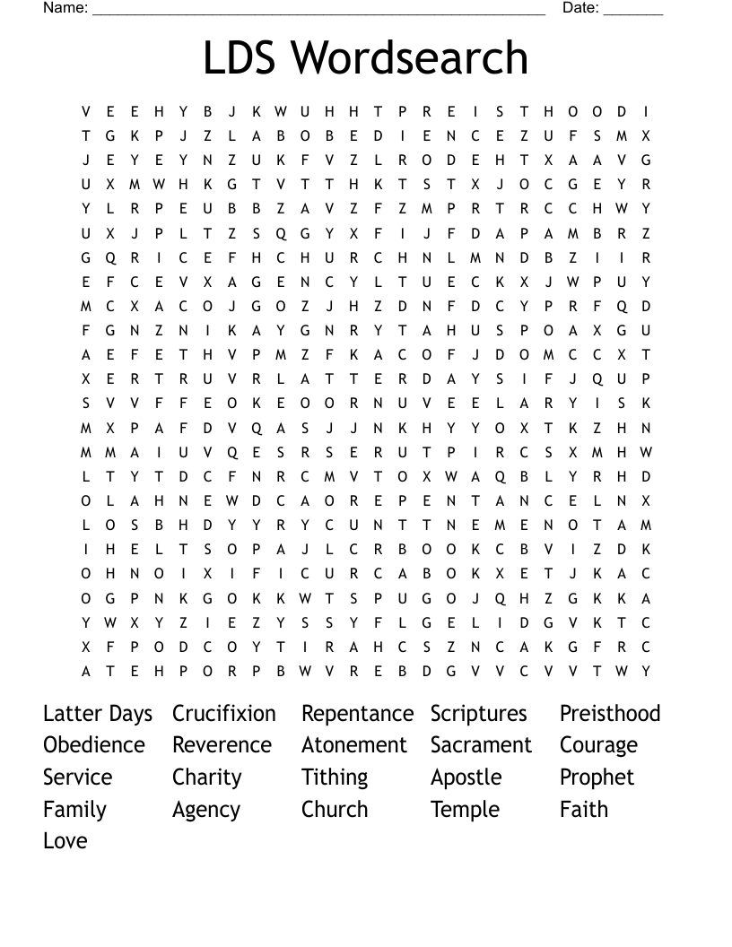Lds Word Search Puzzles Printable Commandments Word Search Maker
