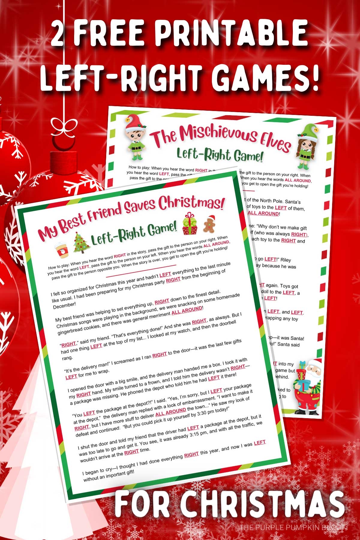 Left Right Christmas Game Free Printable 2 Stories 