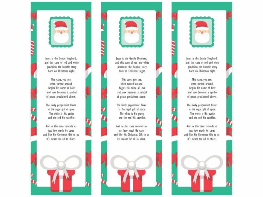 Legend Of The Candy Cane Bookmark Printable Gridgit