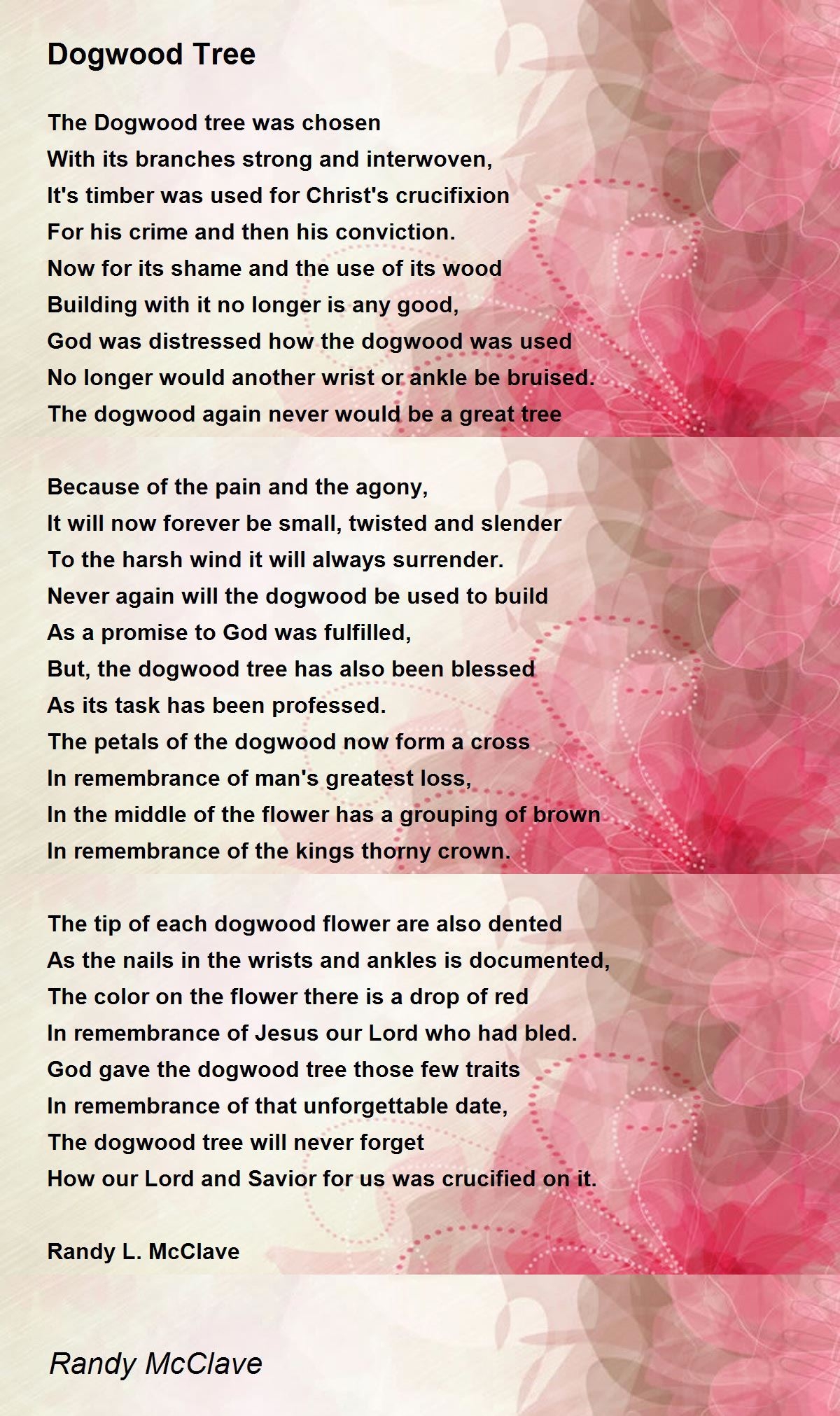 Legend Of The Dogwood Tree Poem Printable Printable Word Searches