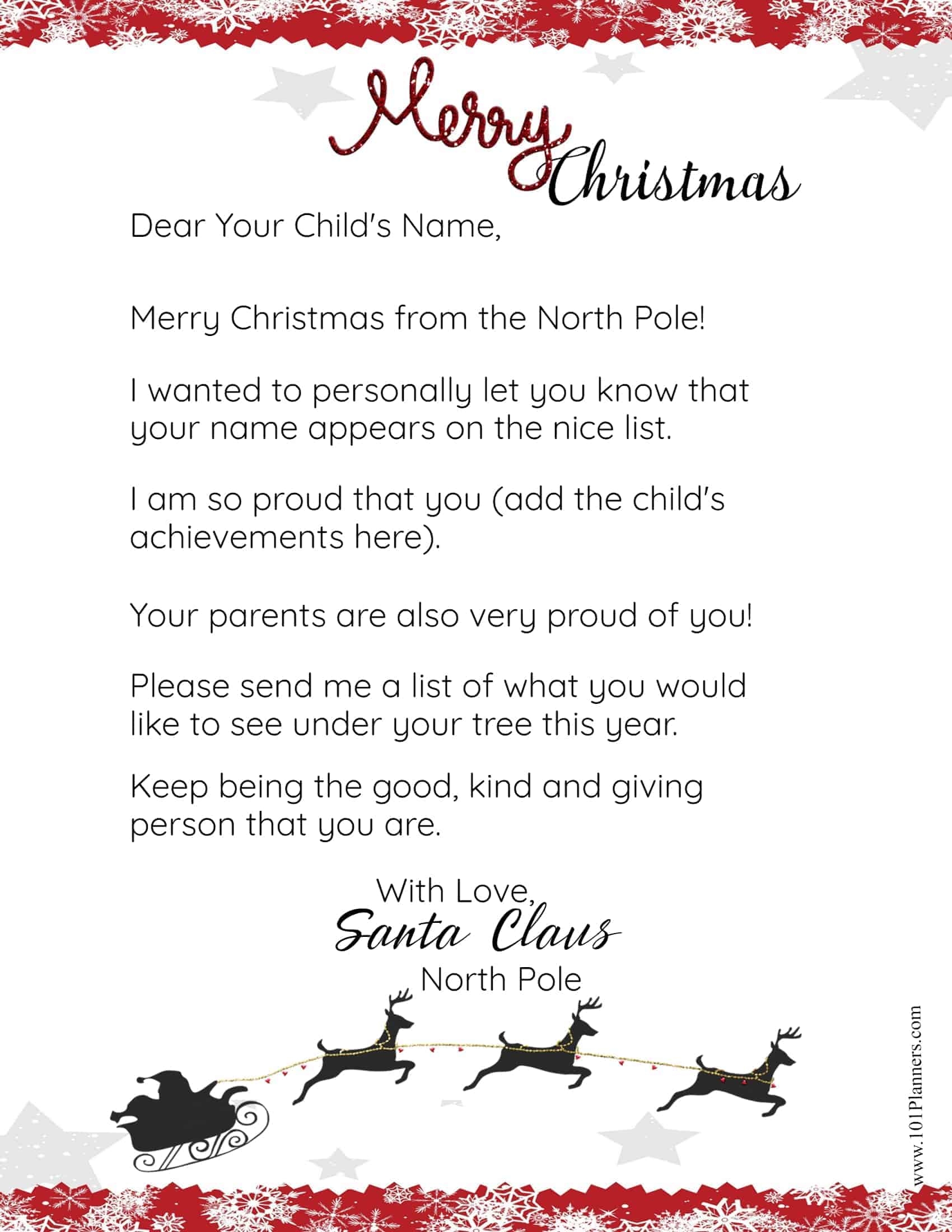 Letter From Santa Santa Letter Template Santa Letter Template Free 