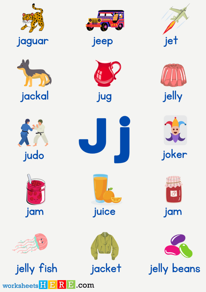 Letter J Vocabulary With Pictures Alphabet J Words PDF Worksheet For 