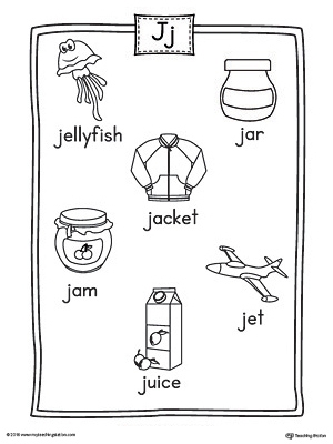 Letter J Word List With Illustrations Printable Poster 
