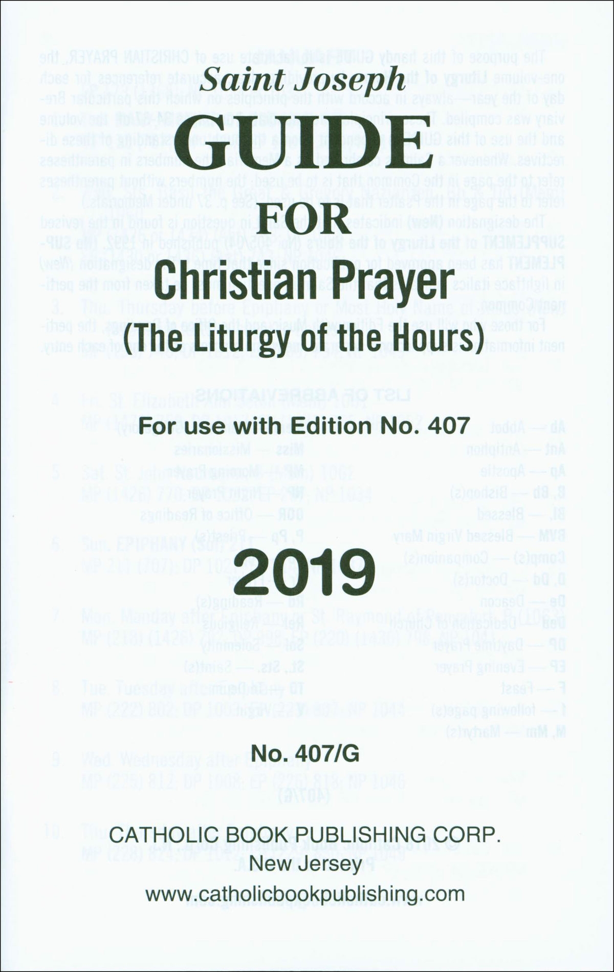 Liturgy Of The Hours Christian Prayer Annual Guide 2019 Large Print 