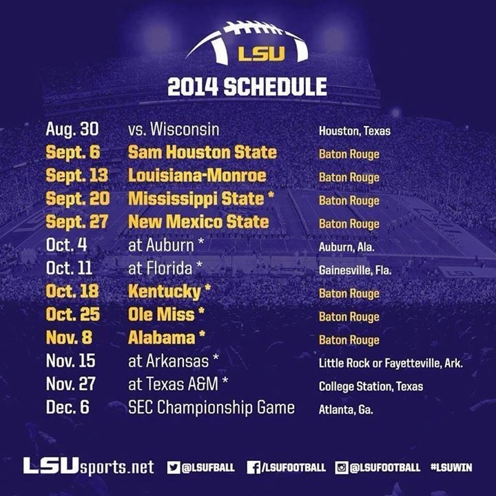 Lsu Football Schedule 2025 Printable Pdf Fillable Toby A Geiger