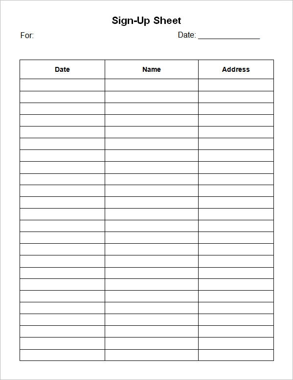 Lunch Sign Up Sheet Template