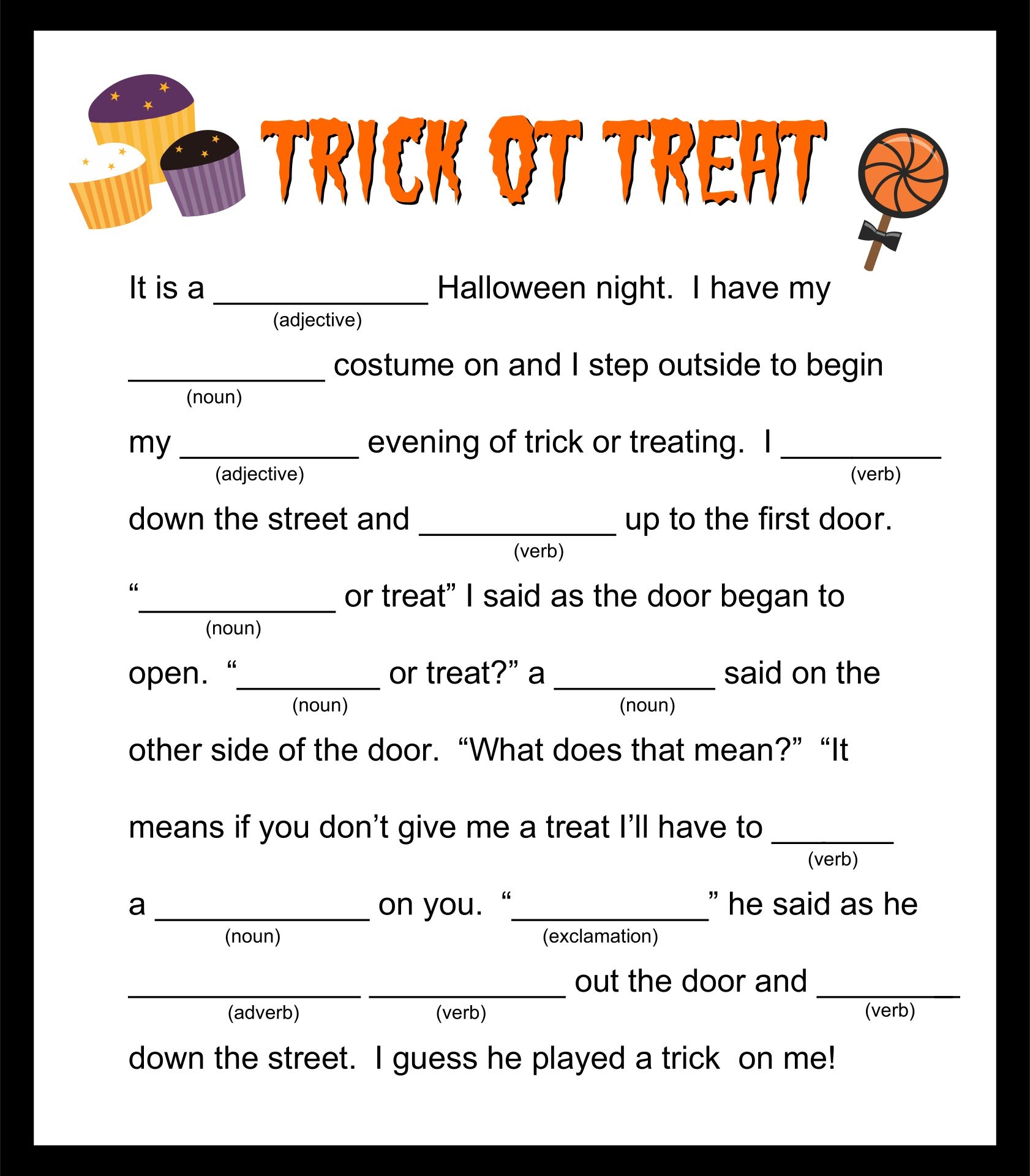 Mad Libs Halloween Printable Printable Templates