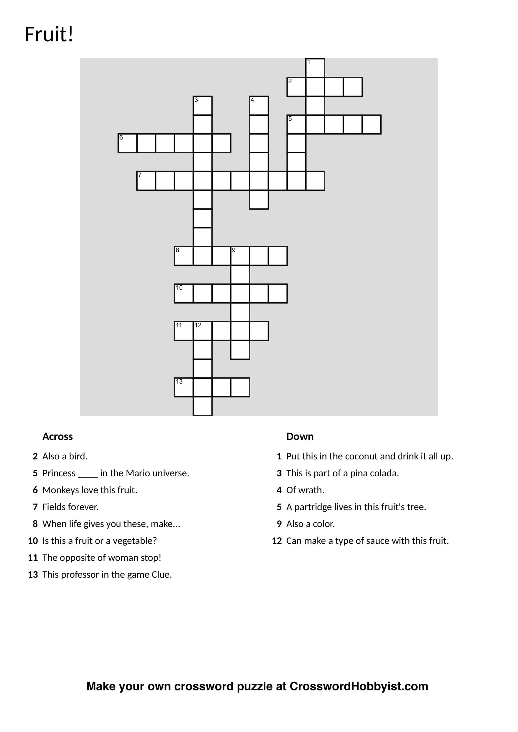 Make Your Own Crossword Puzzle Printable