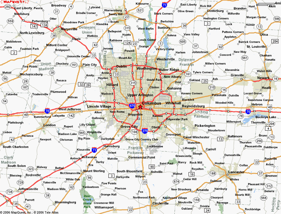 Printable Map Of Columbus Ohio