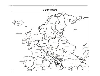 MAP OF EUROPE PRINTABLE COLORING PAGE WITH COUNTRIES By Interactive 