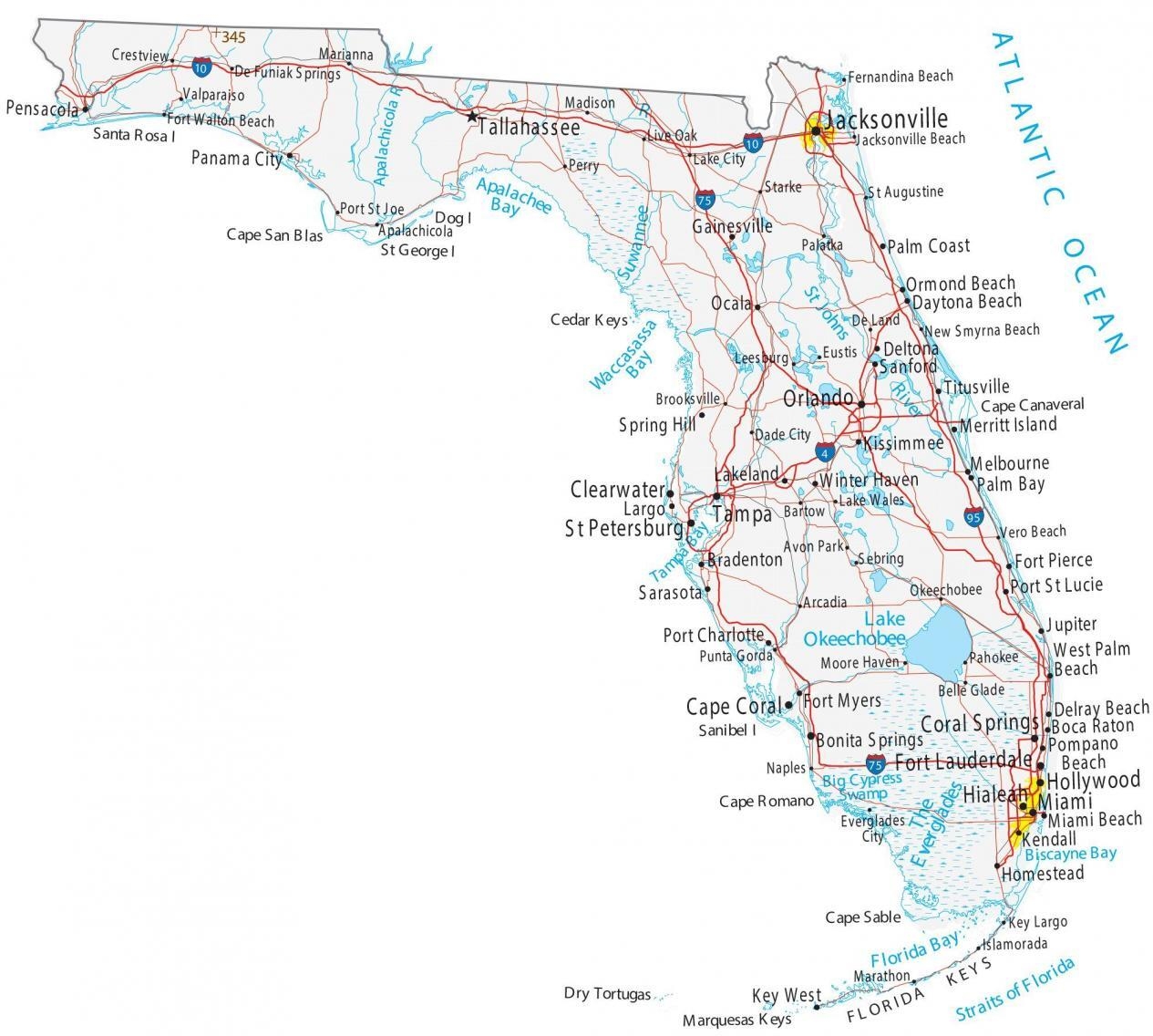 Printable Map Of Florida Cities