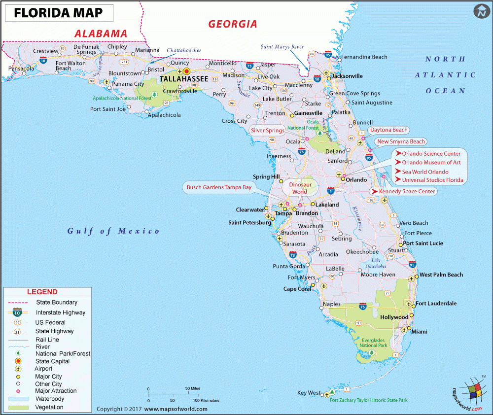 Map Of Florida Cities Printable