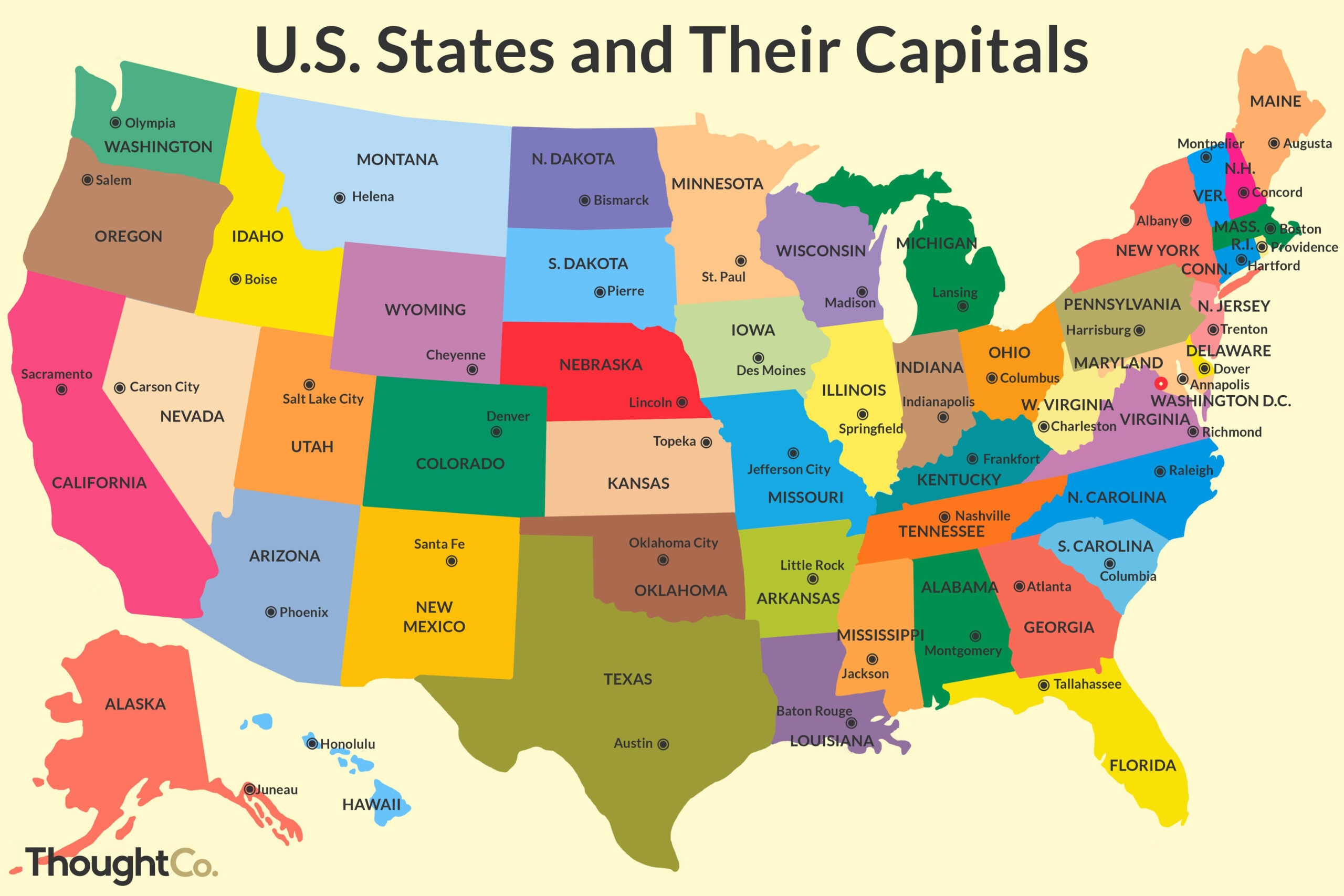 Map Of USA States And Capitals Printable Map Of USA