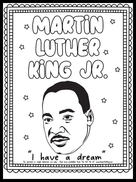 Martin Luther King Jr Coloring Page FREE Printable The Art Kit