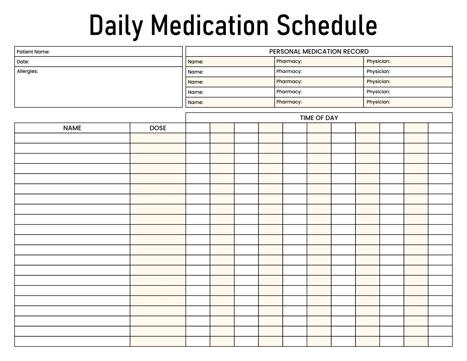 Medication Chart Printable Printable Free Templates