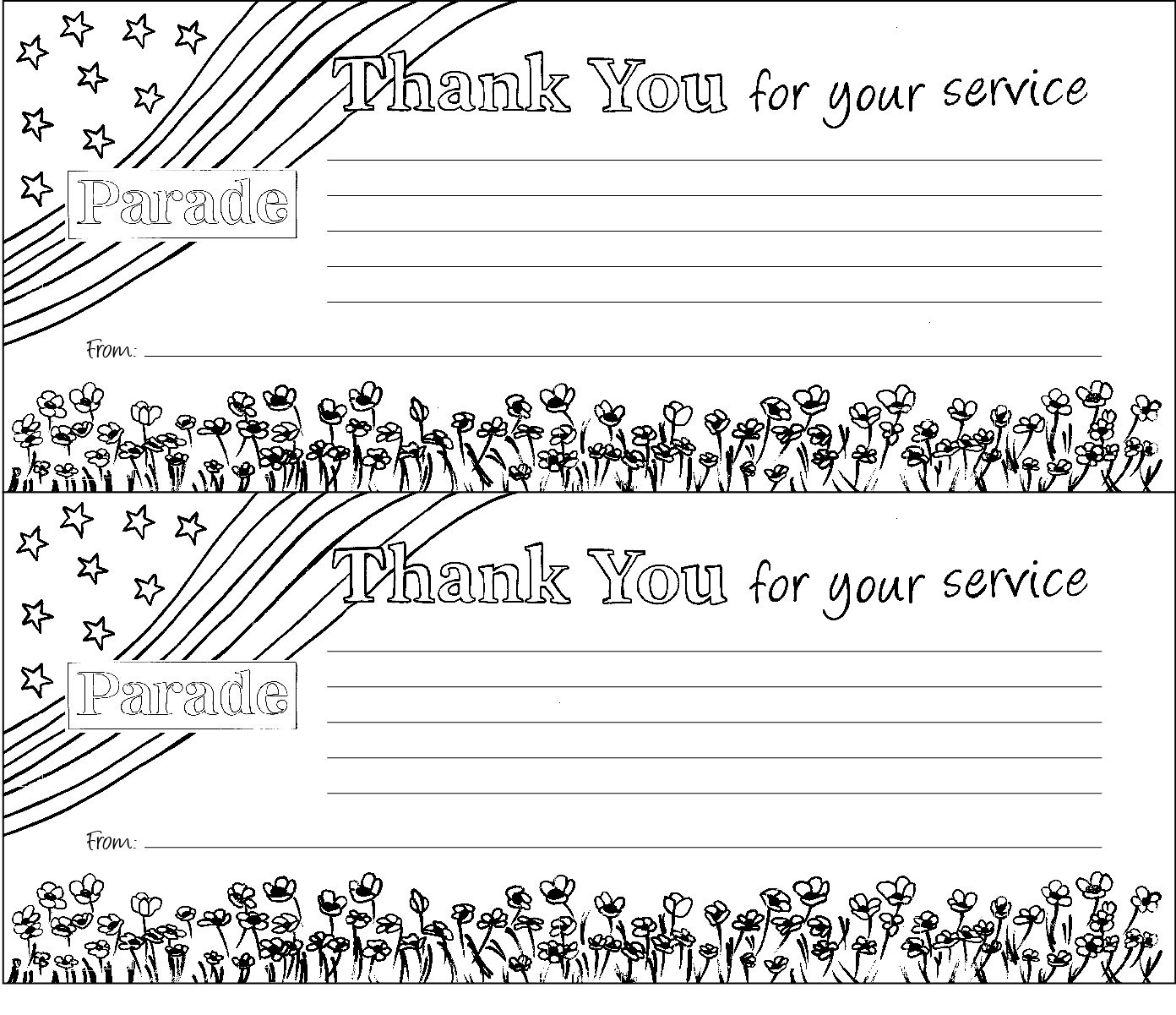 Military Appreciation Free Printable Thank You For Your Service Cards