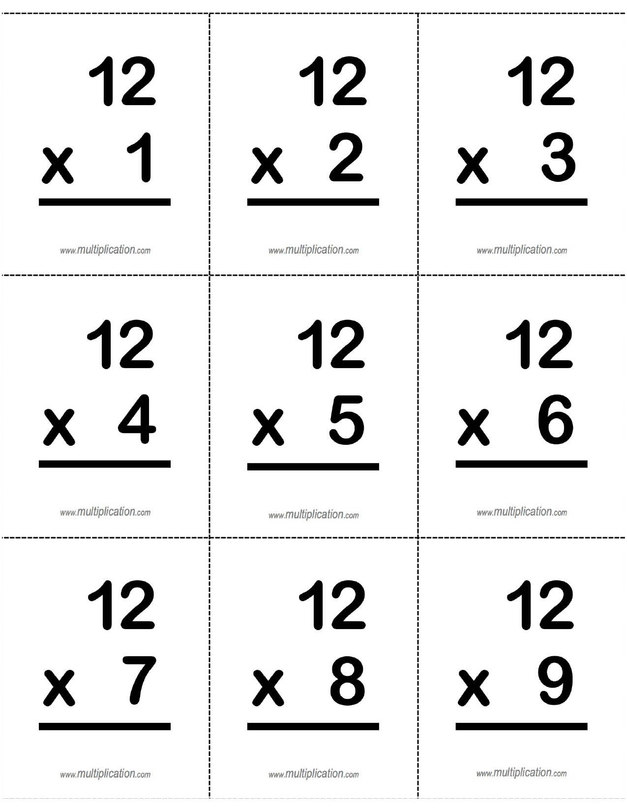 Multiplication Flash Cards 1 12 Printable