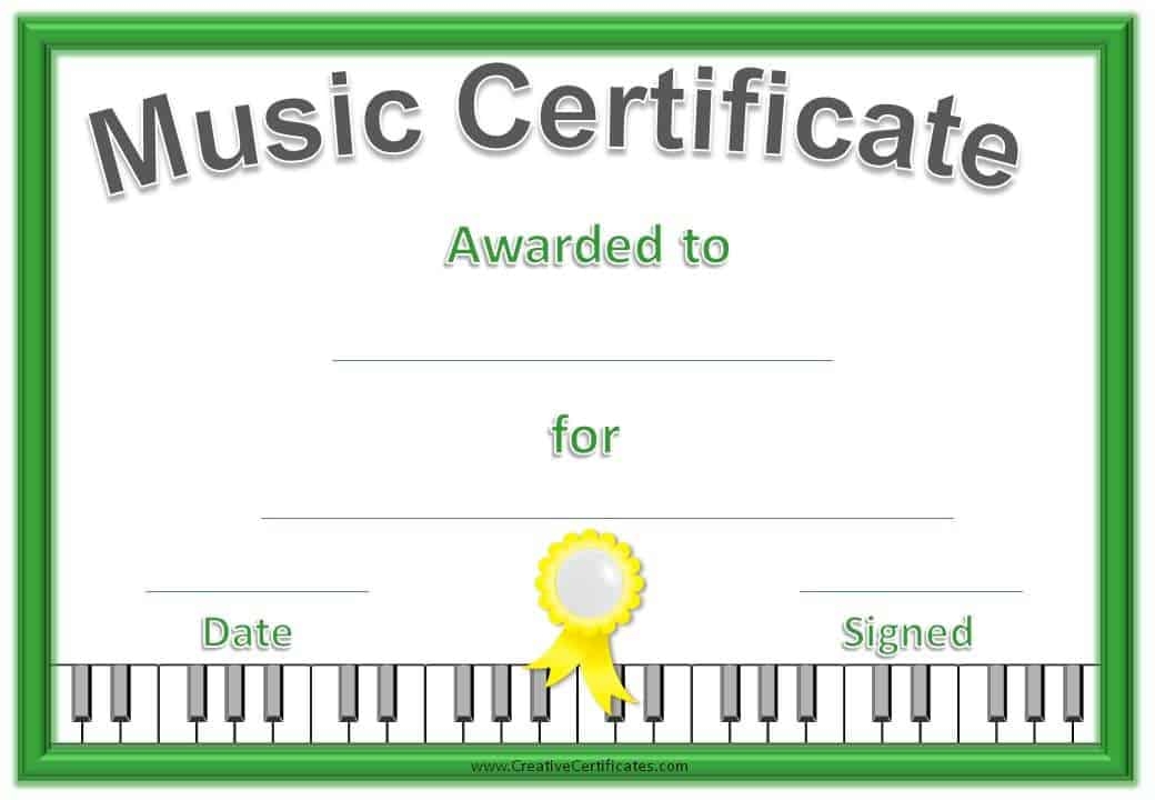 Music Certificate Template Free And Customizable