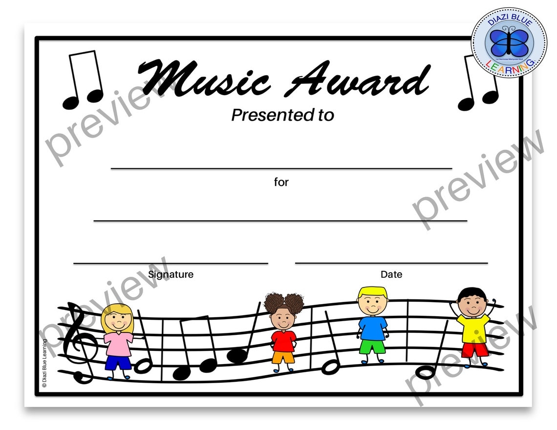 Free Printable Music Certificates For Students