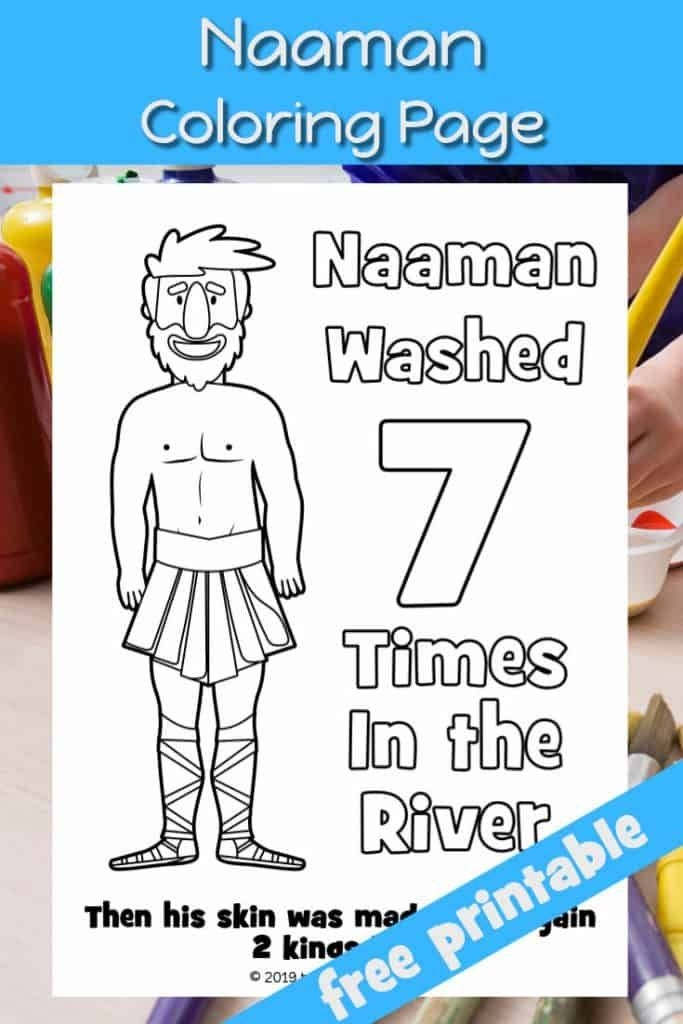 Naaman Coloring Page And Bible Verse Naaman Washed 7 Times In The 