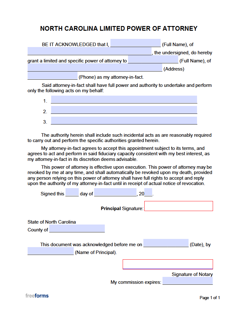Nc Power Of Attorney Form 2023 Printable Forms Free Online