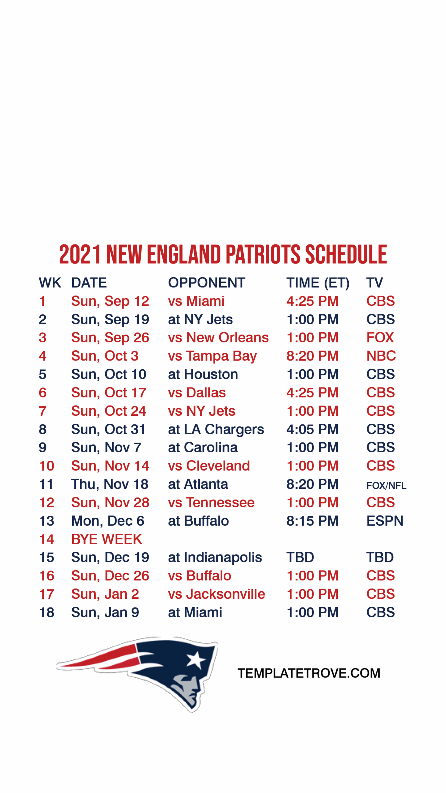 Ne Patriots Printable Schedule 2025 Jean Dorette