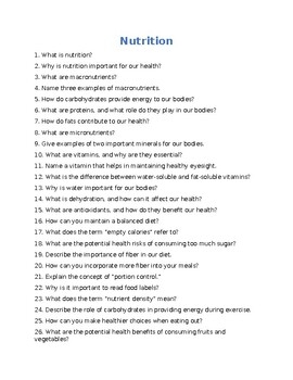 Printable Nutrition Quizzes For Adults