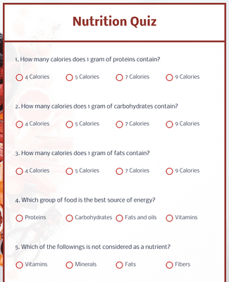 Nutrition Quiz Form Template Jotform