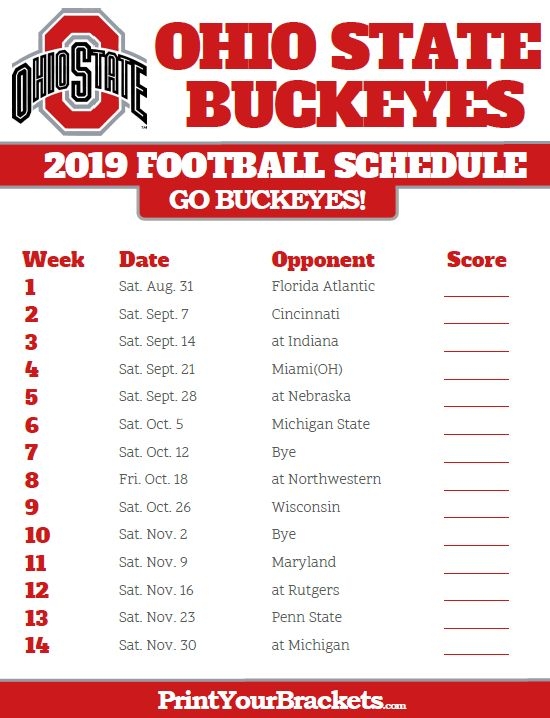 Ohio State 2025 Printable Schedule Celina N Kruse