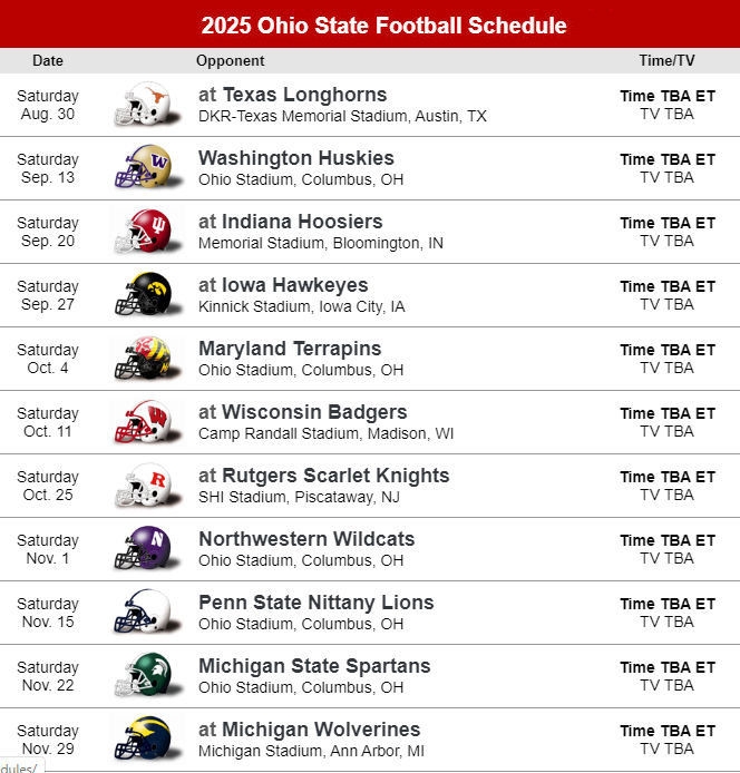 Ohio State Schedule 2025 Schedule 2025 Eliza Mackerras
