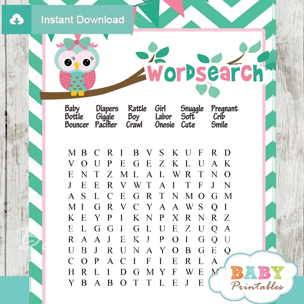 Free Printable Owl Baby Shower Games