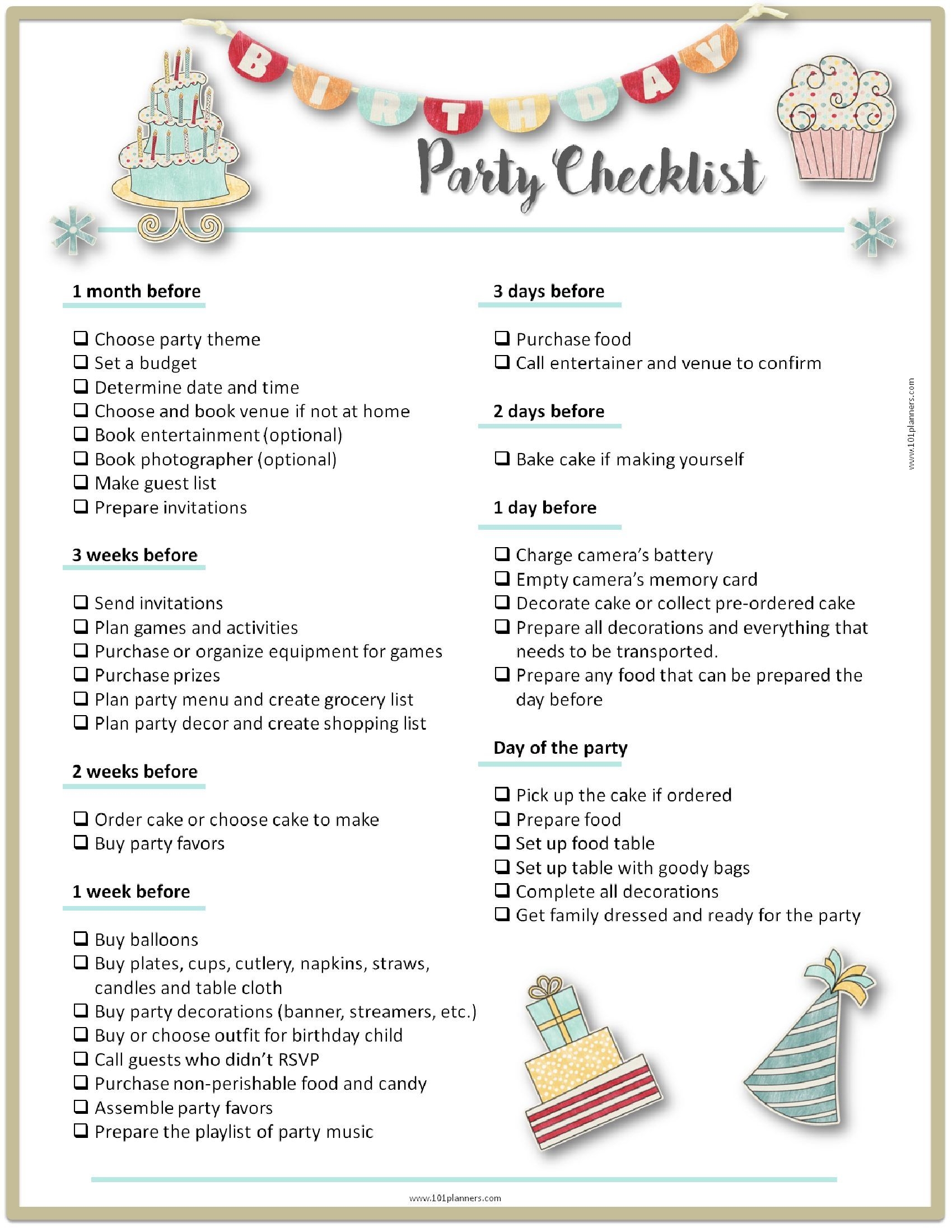 Party Planning Checklist Free Printable
