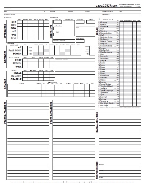 Pathfinder Character Sheet Neceros