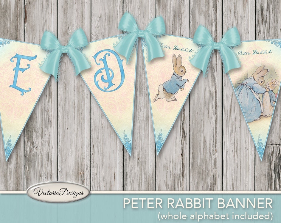 Peter Rabbit Baby Shower Banner Printable Banner Nursery Banner 