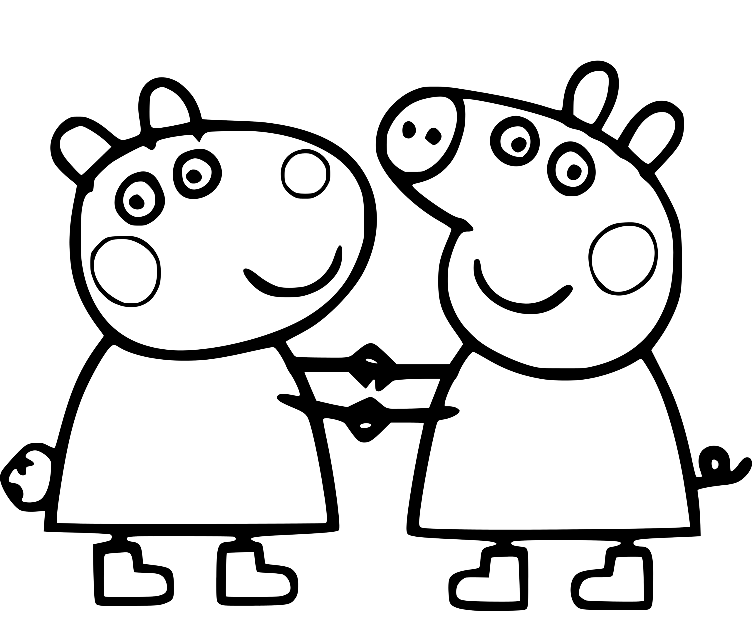 Pig Coloring Pages Printable Peppa Pig Characters Names